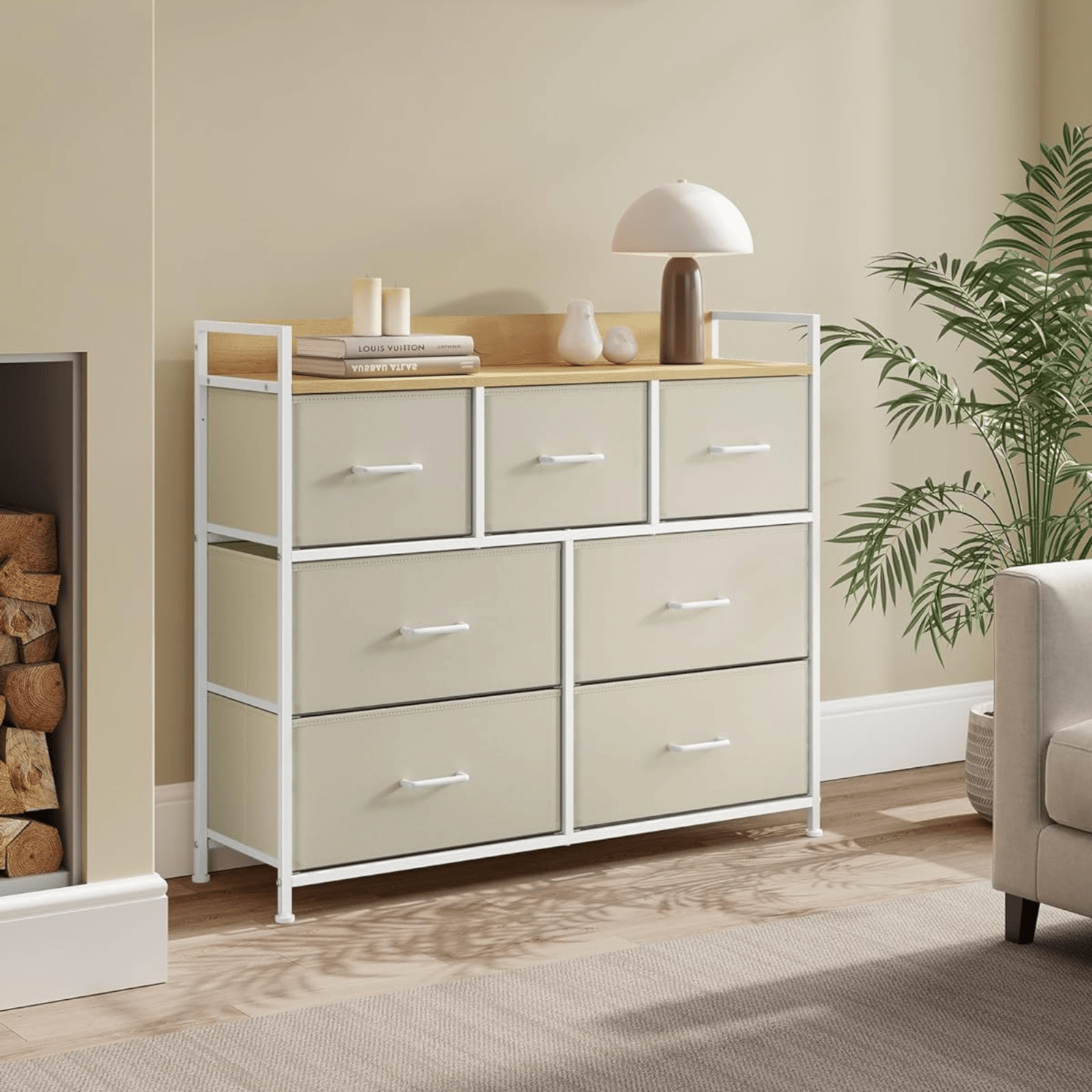 White Large Chest of Drawers 7 Bedroom Furniture Vintage Dresser Metal Storage - Home and Garden Furniture Shop - rustic - furniture