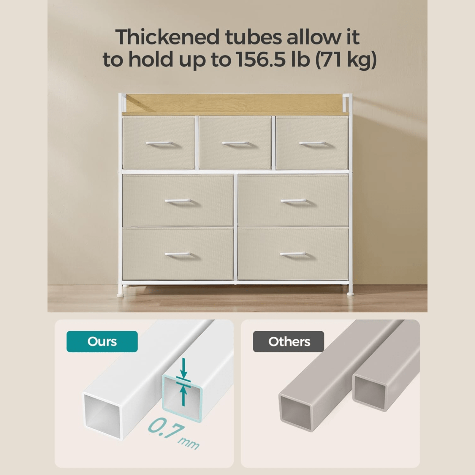 White Large Chest of Drawers 7 Bedroom Furniture Vintage Dresser Metal Storage - Home and Garden Furniture Shop - rustic - furniture