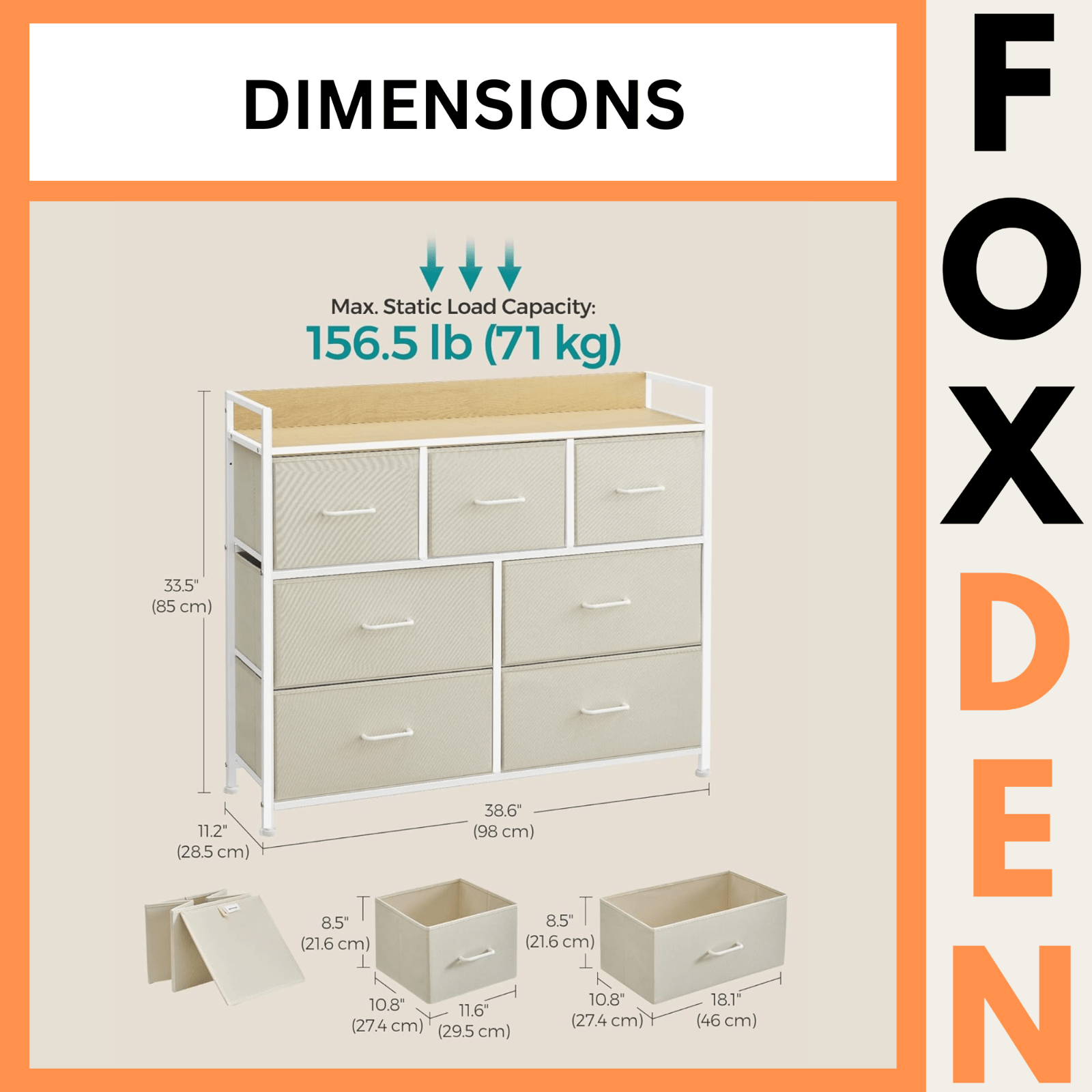 White Large Chest of Drawers 7 Bedroom Furniture Vintage Dresser Metal Storage - Home and Garden Furniture Shop - rustic - furniture