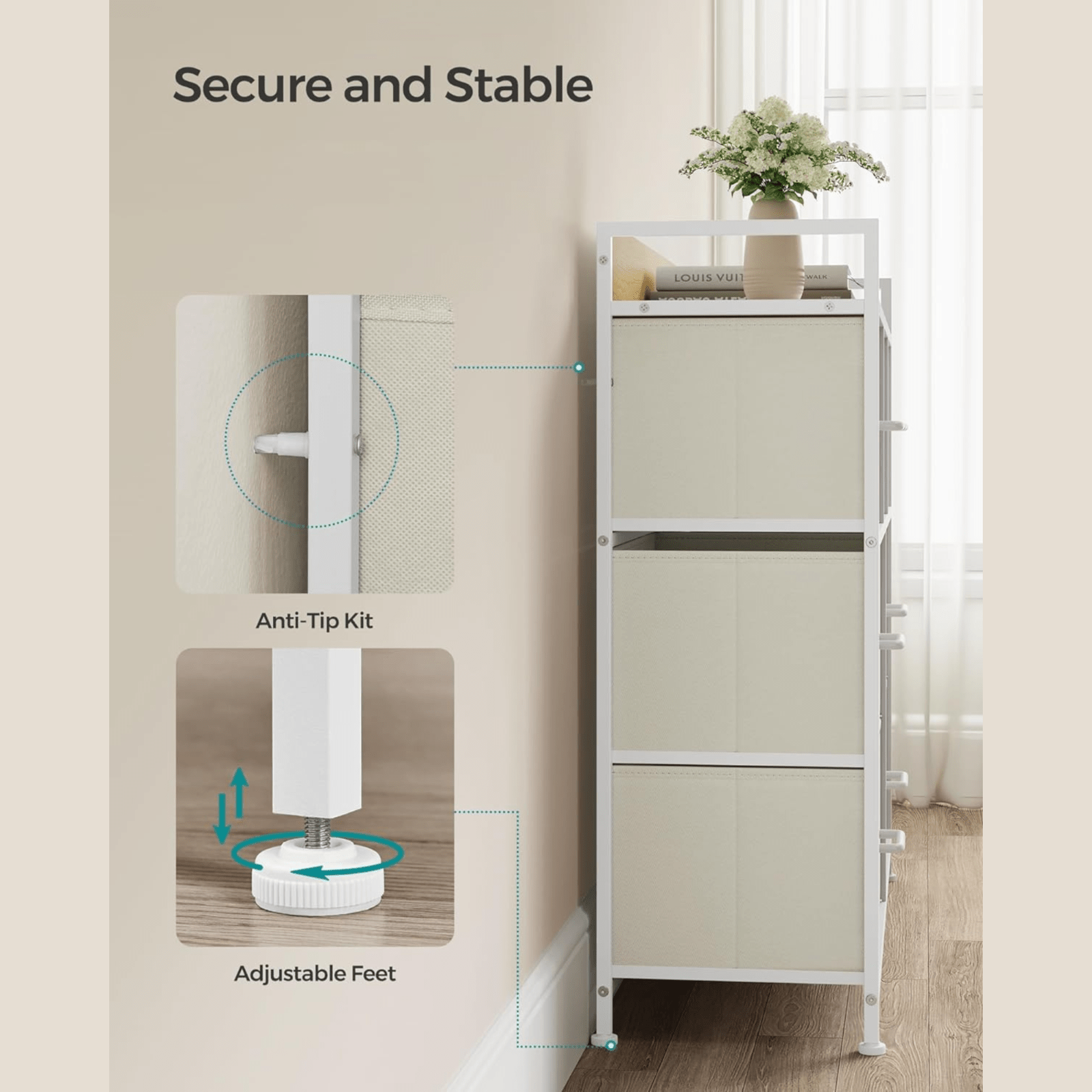 White Large Chest of Drawers 7 Bedroom Furniture Vintage Dresser Metal Storage - Home and Garden Furniture Shop - rustic - furniture