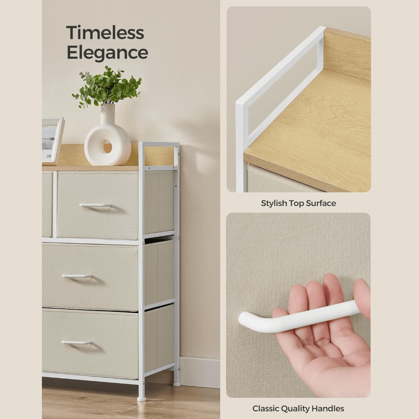 White Large Chest of Drawers 7 Bedroom Furniture Vintage Dresser Metal Storage - Home and Garden Furniture Shop - rustic - furniture