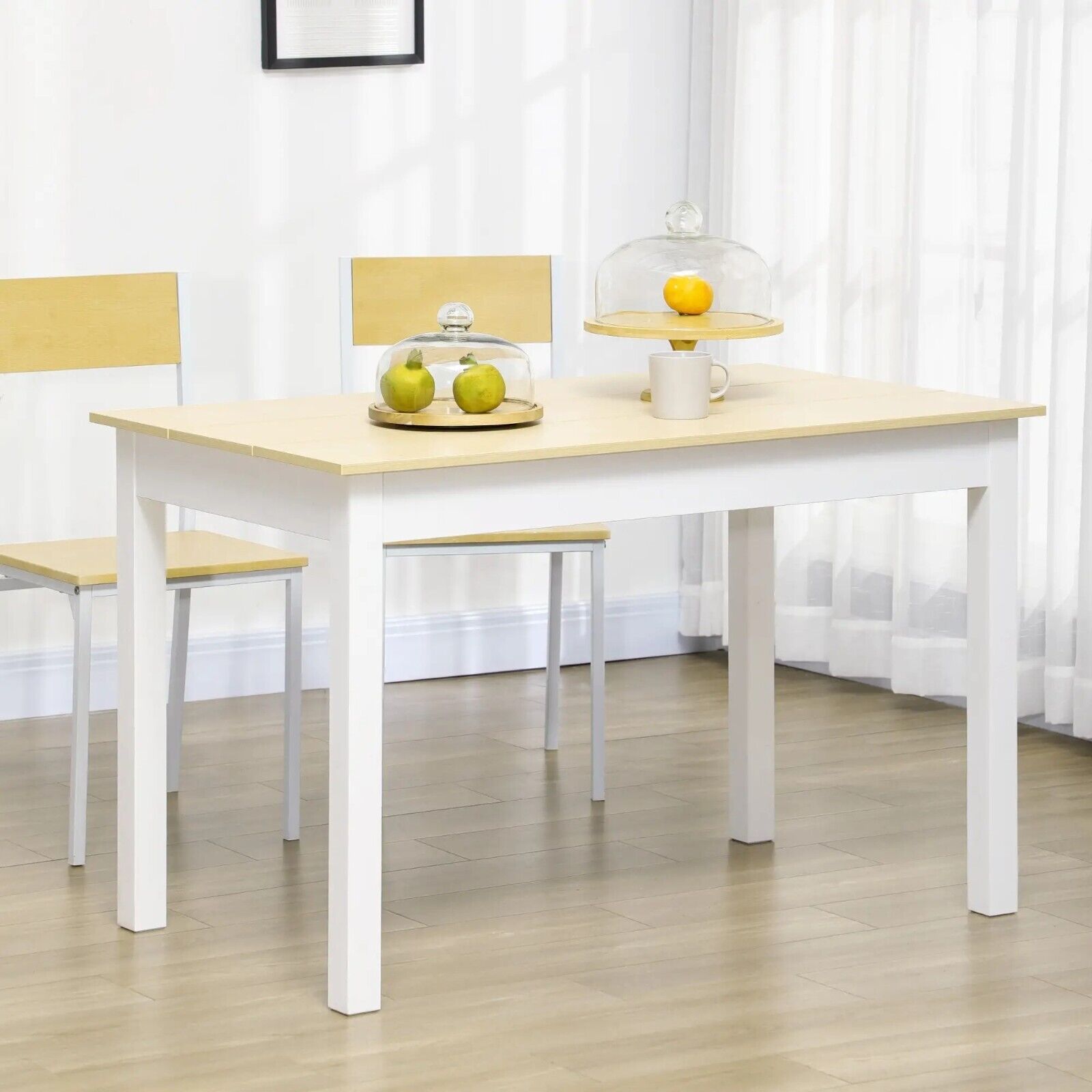 White Modern Dining Table Kitchen Table with Wood Oak Effect 4 to 6 Seater Table - Home and Garden Furniture Shop - #rustic - furniture#