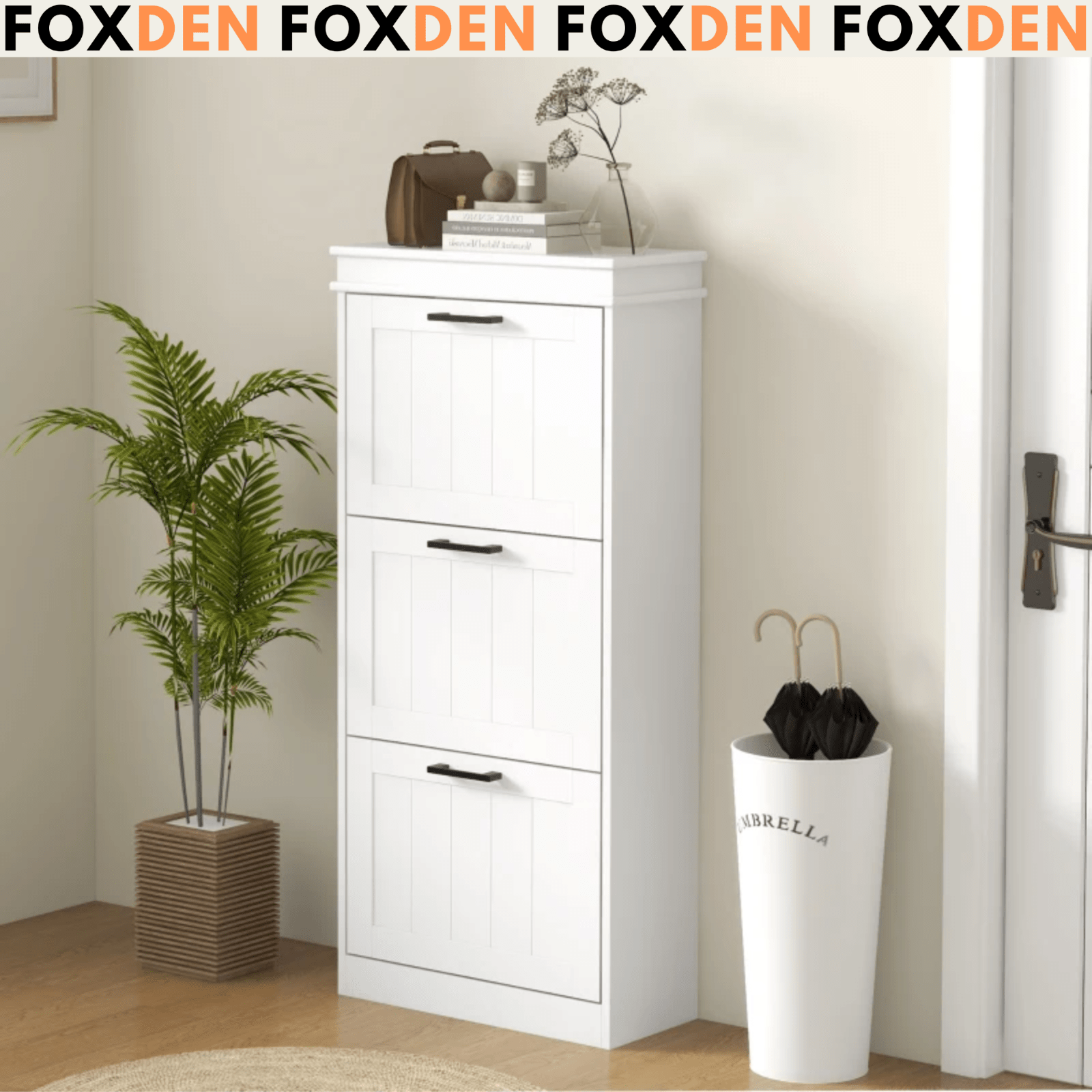 White Narrow Shoe Cabinet Hallway Shoe Storage Adjustable Shelves 15 Pairs Shoes - Home and Garden Furniture Shop - rustic - furniture