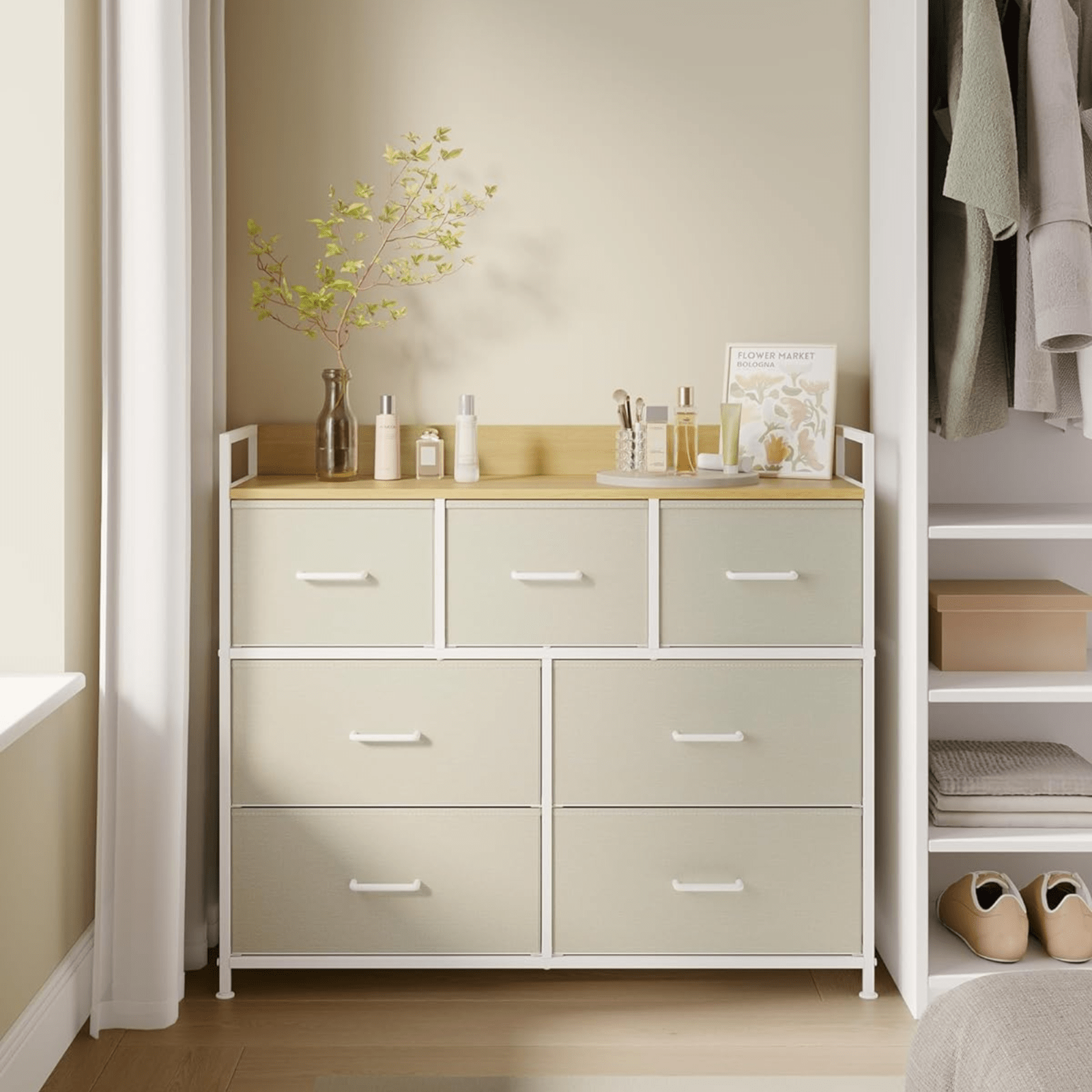 White Oak Large Bedroom Chest of Drawers Vintage Dresser Sideboard Metal Storage - Home and Garden Furniture Shop - rustic - furniture