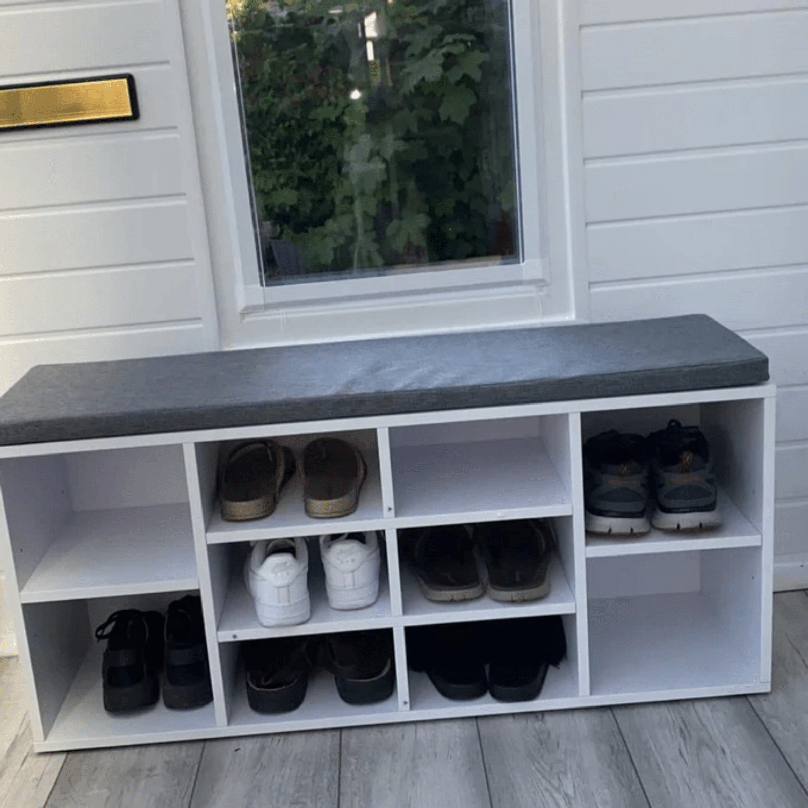 White Shoe Bench with Seat Cushion Shoe Rack Storage Cabinet Shelf Organiser NEW - Home and Garden Furniture Shop - #rustic - furniture#