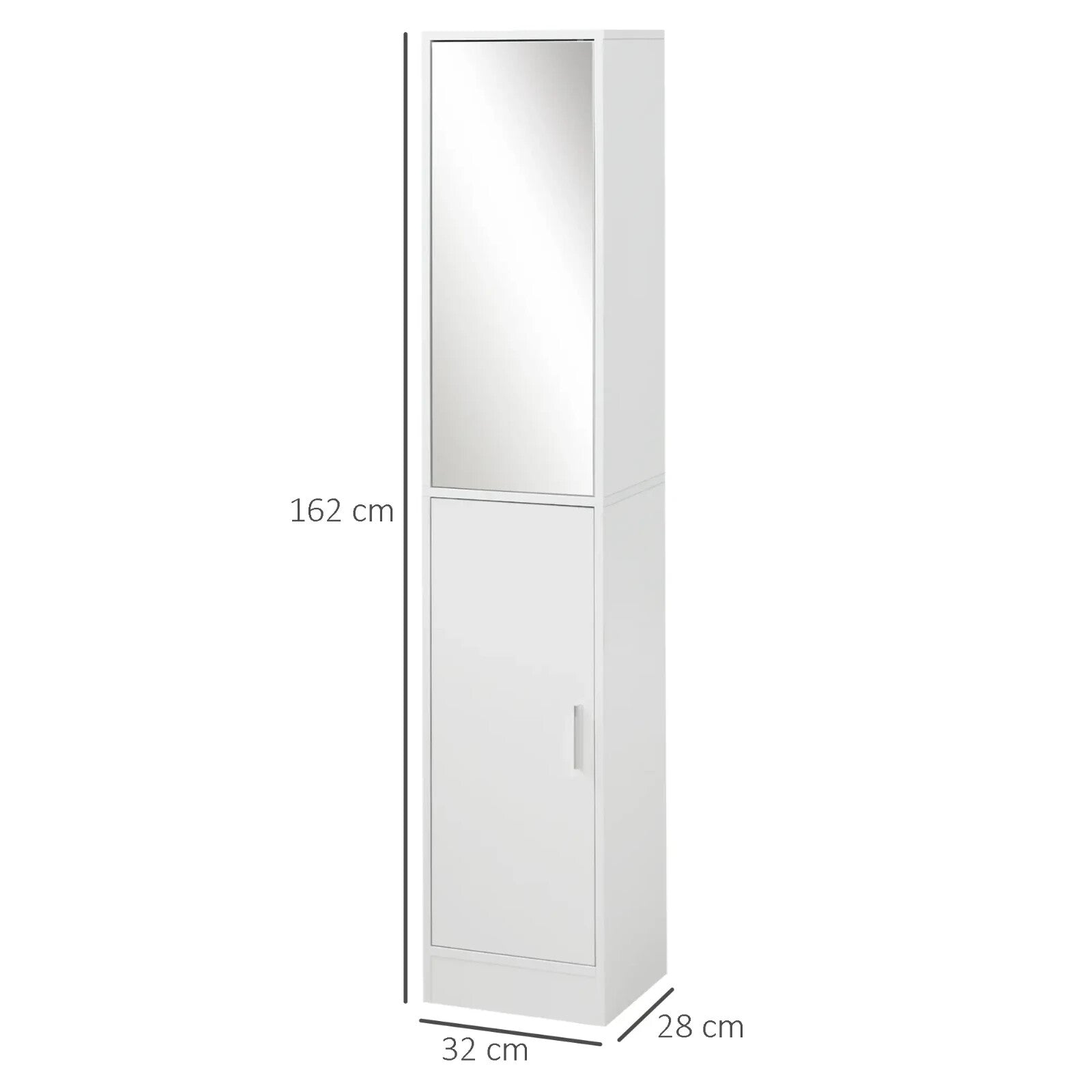 White Tall Mirrored Bathroom Cabinet Storage Cupboard Tallboy Unit Doors Shelves - Home and Garden Furniture Shop - rustic - furniture