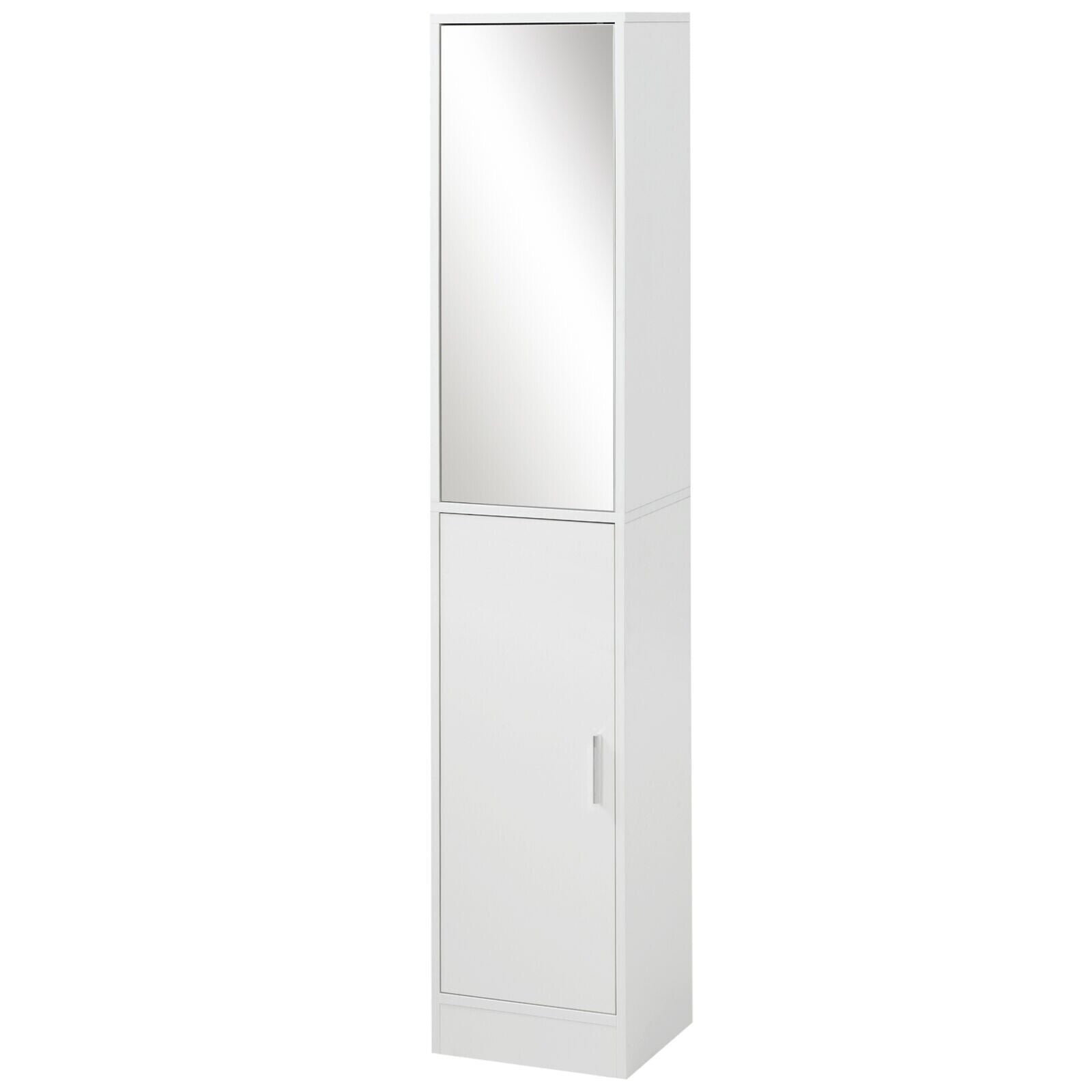 White Tall Mirrored Bathroom Cabinet Storage Cupboard Tallboy Unit Doors Shelves - Home and Garden Furniture Shop - #rustic - furniture#