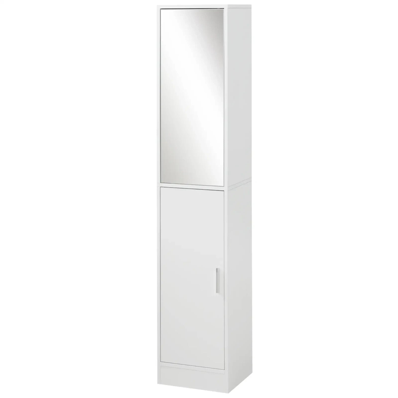 White Tall Mirrored Bathroom Cabinet Storage Cupboard Tallboy Unit Doors Shelves - Home and Garden Furniture Shop - rustic - furniture