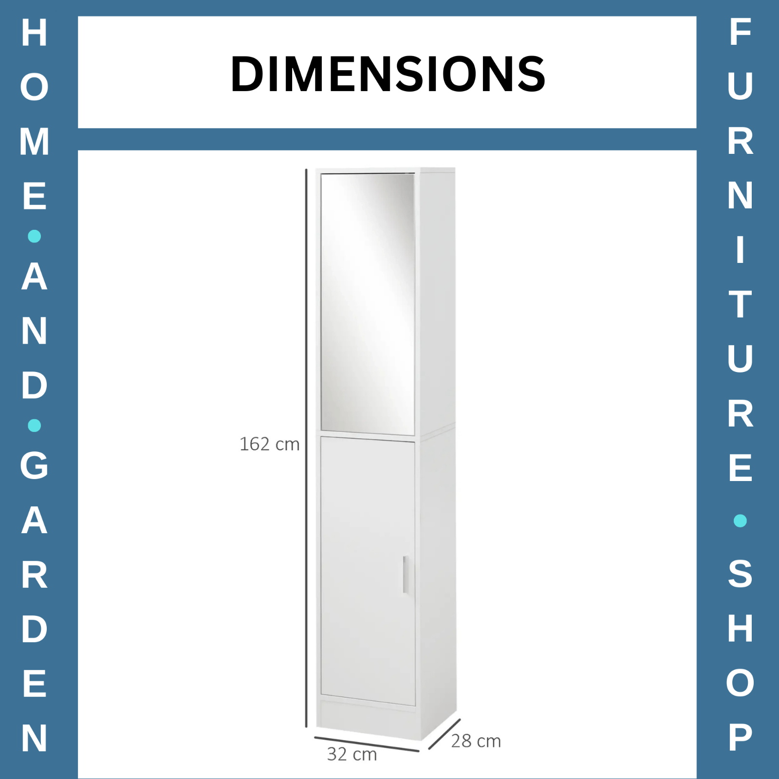 White Tall Mirrored Bathroom Cabinet Storage Cupboard Tallboy Unit Doors Shelves - Home and Garden Furniture Shop - rustic - furniture