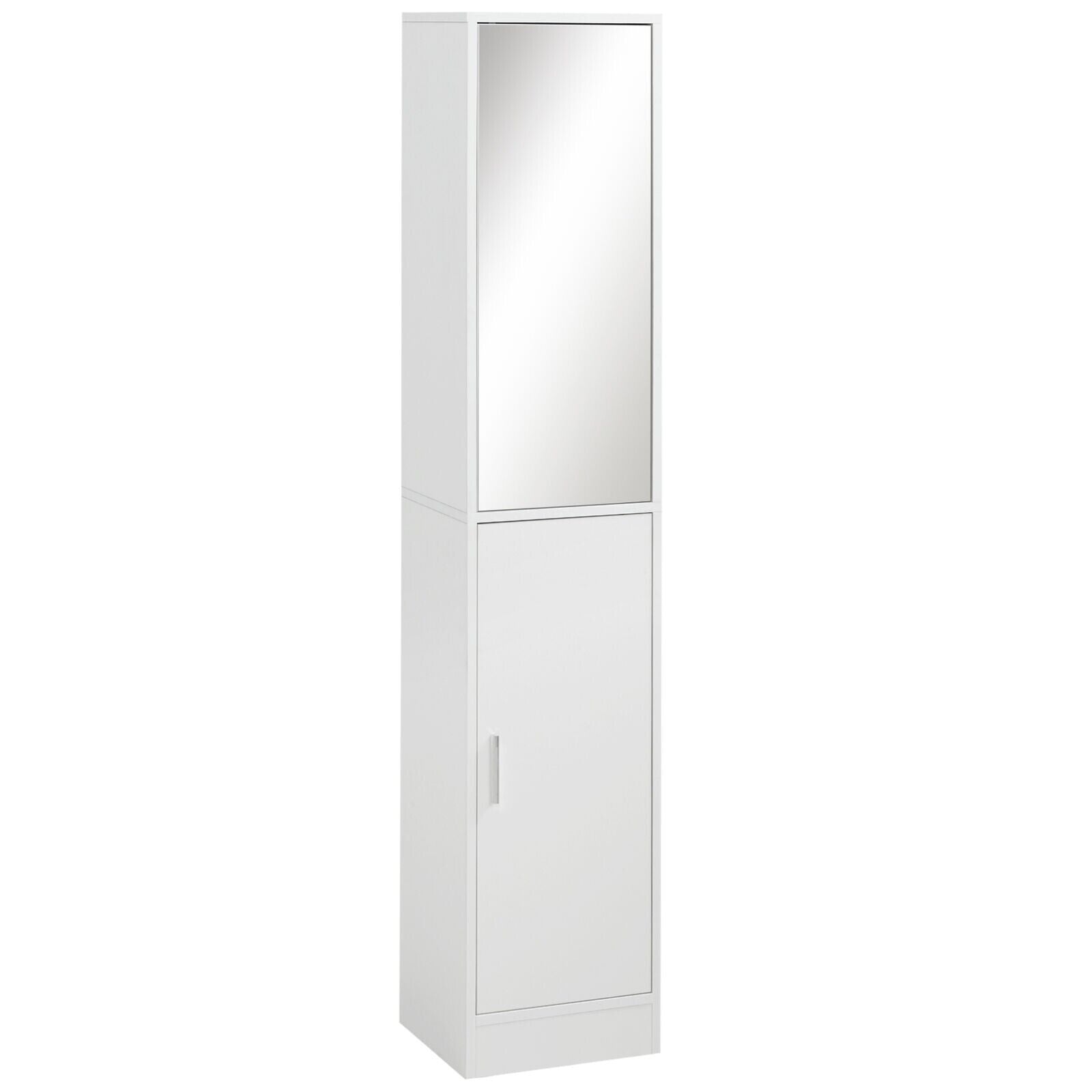 White Tall Mirrored Bathroom Cabinet Storage Cupboard Tallboy Unit Doors Shelves - Home and Garden Furniture Shop - #rustic - furniture#