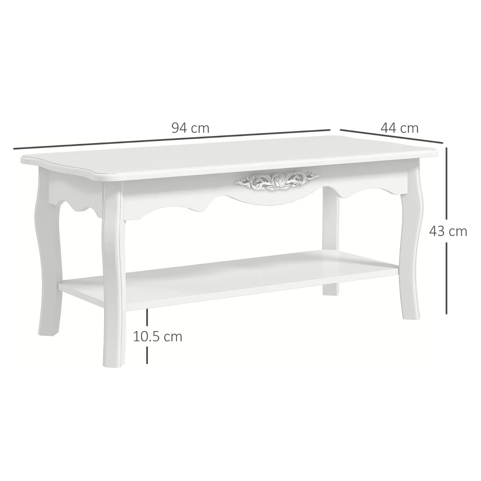 White Wooden Coffee Table with Storage Shelf Tea Table Wood Modern Living Room - Home and Garden Furniture Shop - rustic - furniture