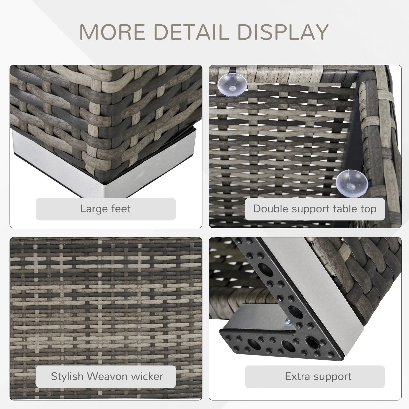 Wicker Patio Coffee Table w/ Glass Top Outdoor Garden Furniture for Balcony Deck - Home and Garden Furniture Shop - rustic - furniture