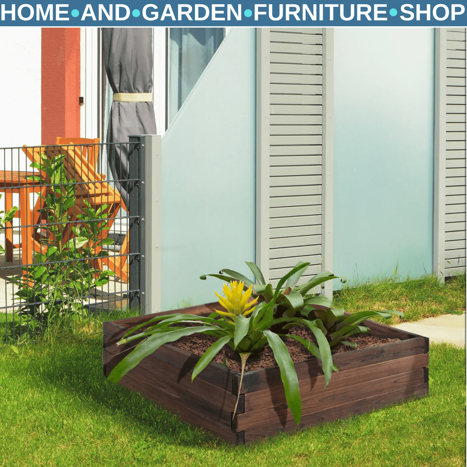 Wood Raised Garden Bed Wooden Planter Box Vegetables Flowers Outdoor 80 x 80cm - Home and Garden Furniture Shop - rustic - furniture