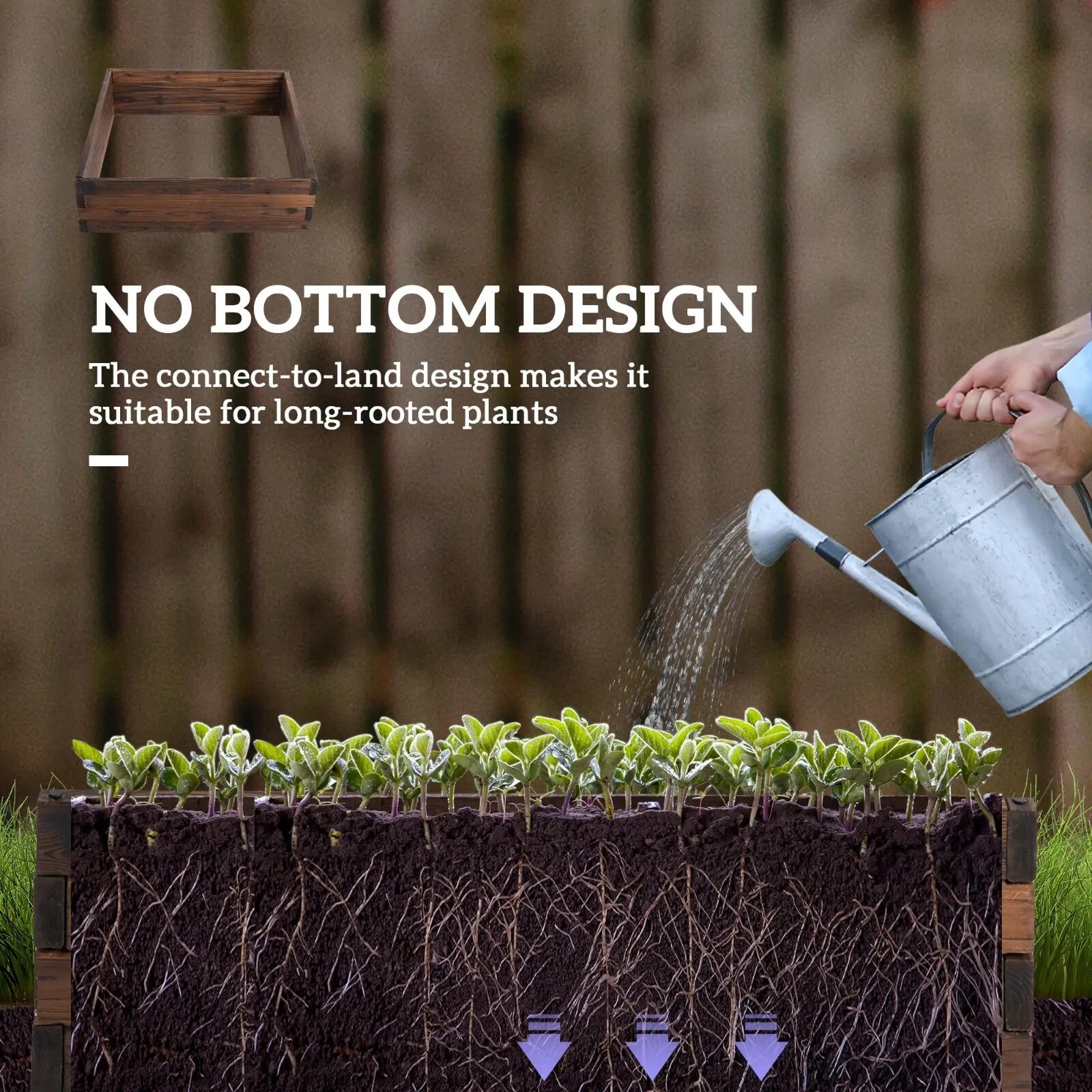 Wood Raised Garden Bed Wooden Planter Box Vegetables Flowers Outdoor 80 x 80cm - Home and Garden Furniture Shop - rustic - furniture