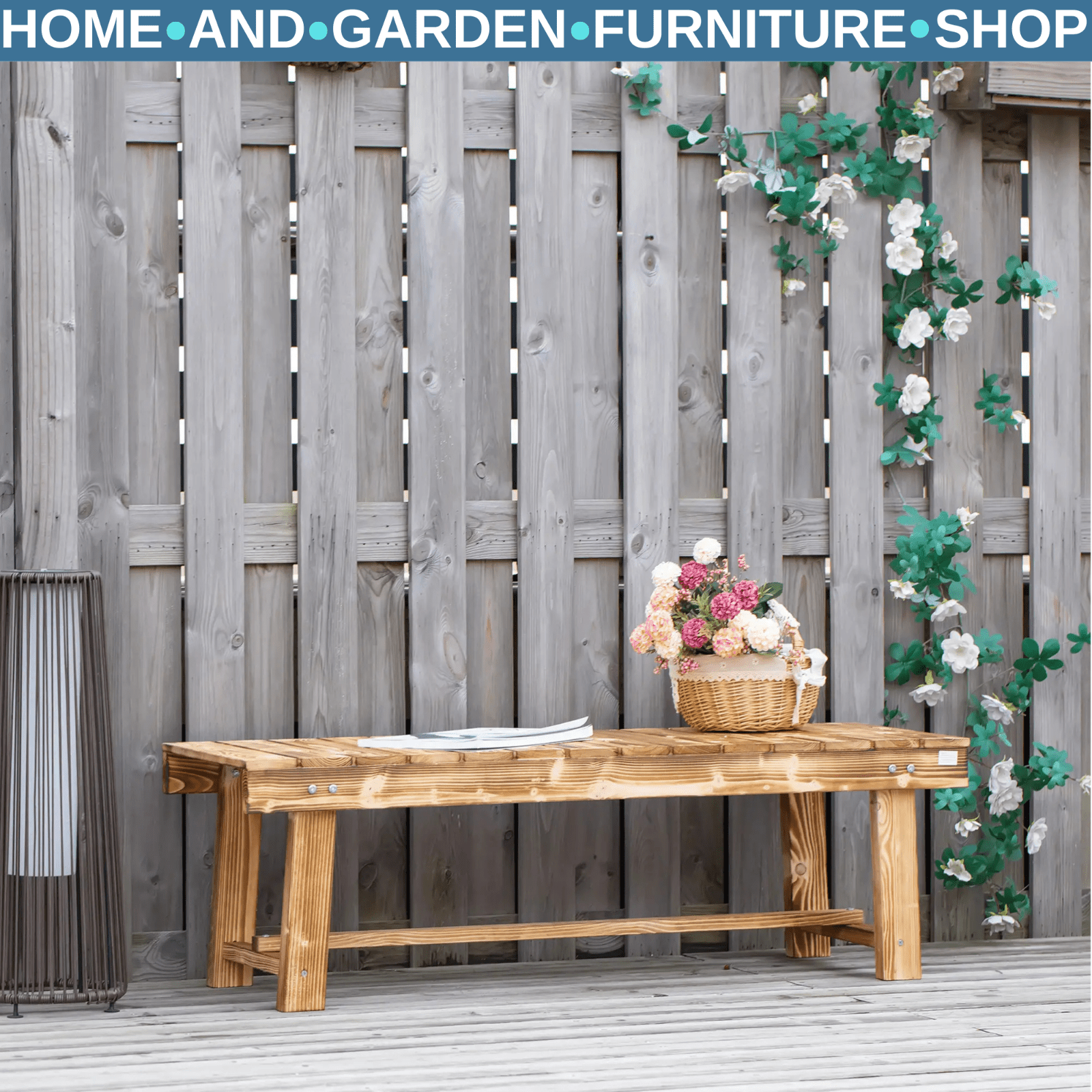 Wooden 2 Person Outdoor Garden Bench Fir Solid Wood Patio Loveseat 110cm Seating - Home and Garden Furniture Shop - rustic - furniture