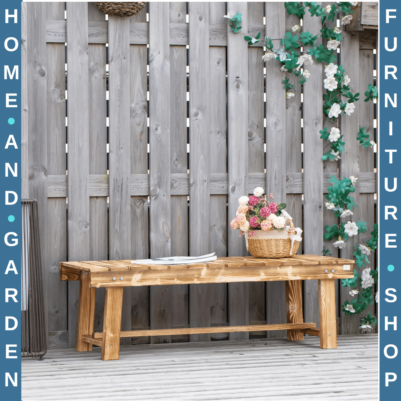 Wooden 2 Person Outdoor Garden Bench Fir Solid Wood Patio Loveseat 110cm Seating - Home and Garden Furniture Shop - rustic - furniture