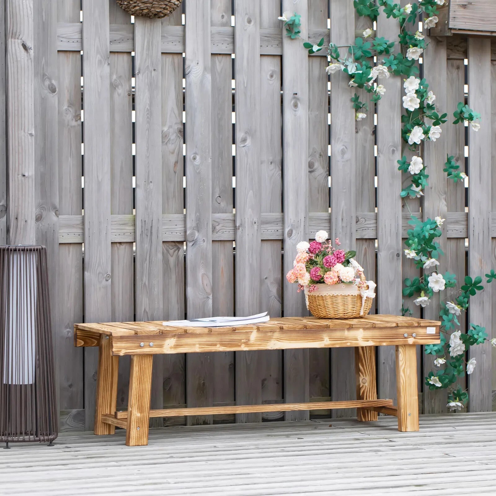 Wooden 2 Person Outdoor Garden Bench Fir Solid Wood Patio Loveseat 110cm Seating - Home and Garden Furniture Shop - rustic - furniture