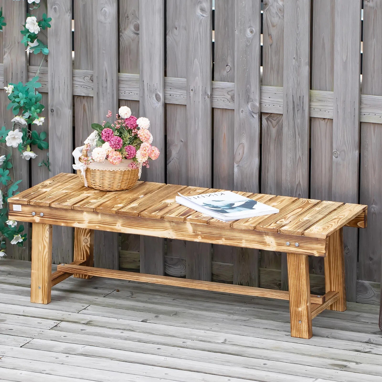 Wooden 2 Person Outdoor Garden Bench Fir Solid Wood Patio Loveseat 110cm Seating - Home and Garden Furniture Shop - rustic - furniture