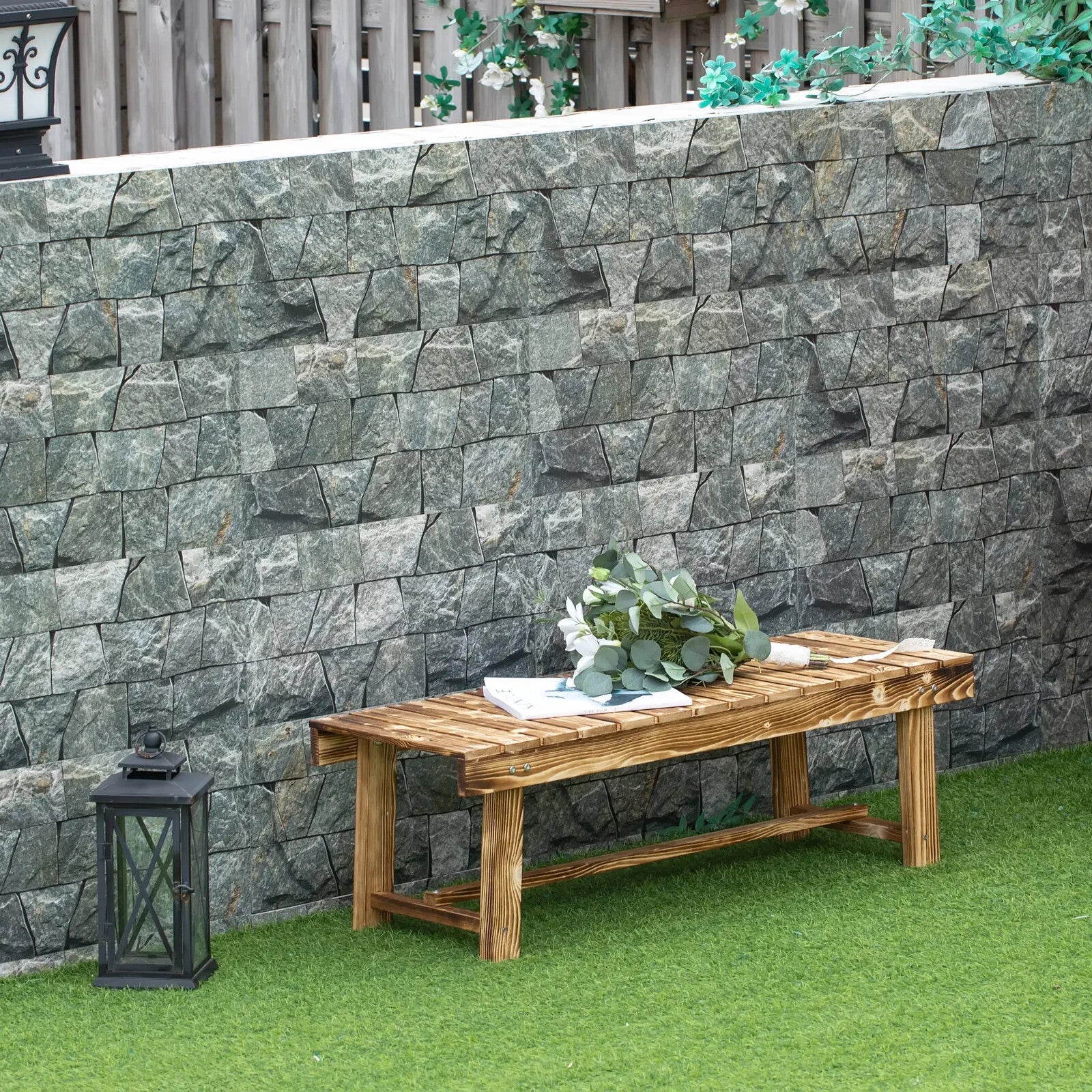 Wooden 2 Person Outdoor Garden Bench Fir Solid Wood Patio Loveseat 110cm Seating - Home and Garden Furniture Shop - rustic - furniture