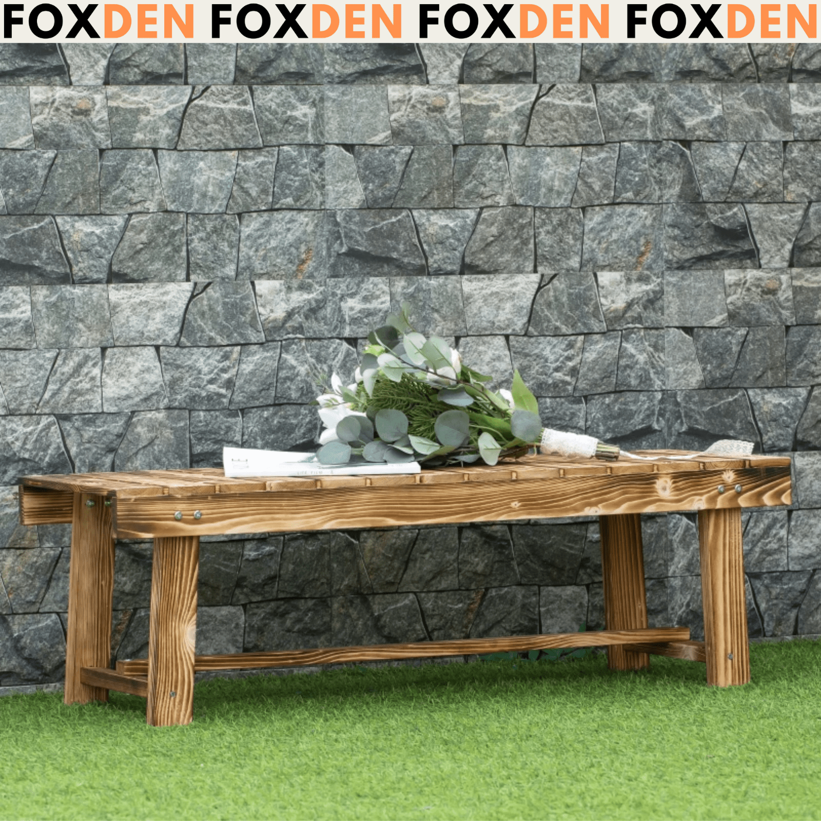 Wooden 2 Person Outdoor Garden Bench Fir Solid Wood Patio Loveseat 110cm Seating - Home and Garden Furniture Shop - #rustic - furniture#