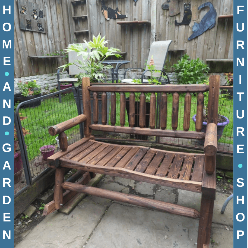 Wooden 2 Seat Rocking Bench with Slatted Back Rustic Garden Loveseat Furniture - Home and Garden Furniture Shop - rustic - furniture