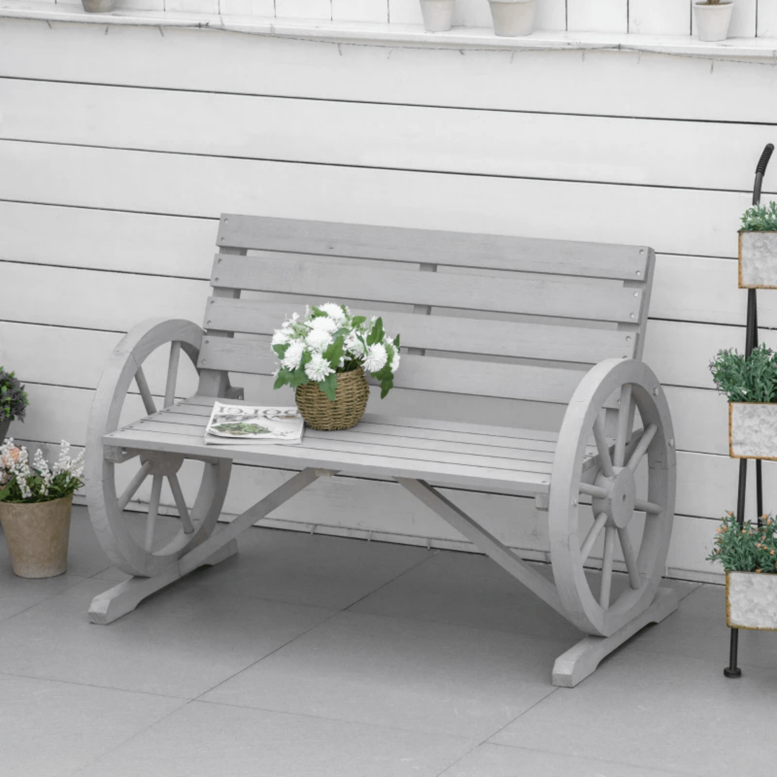 Wooden 2 Seater Garden Bench Rustic Patio Loveseat Park Seat Outdoor Furniture - Home and Garden Furniture Shop - #rustic - furniture#