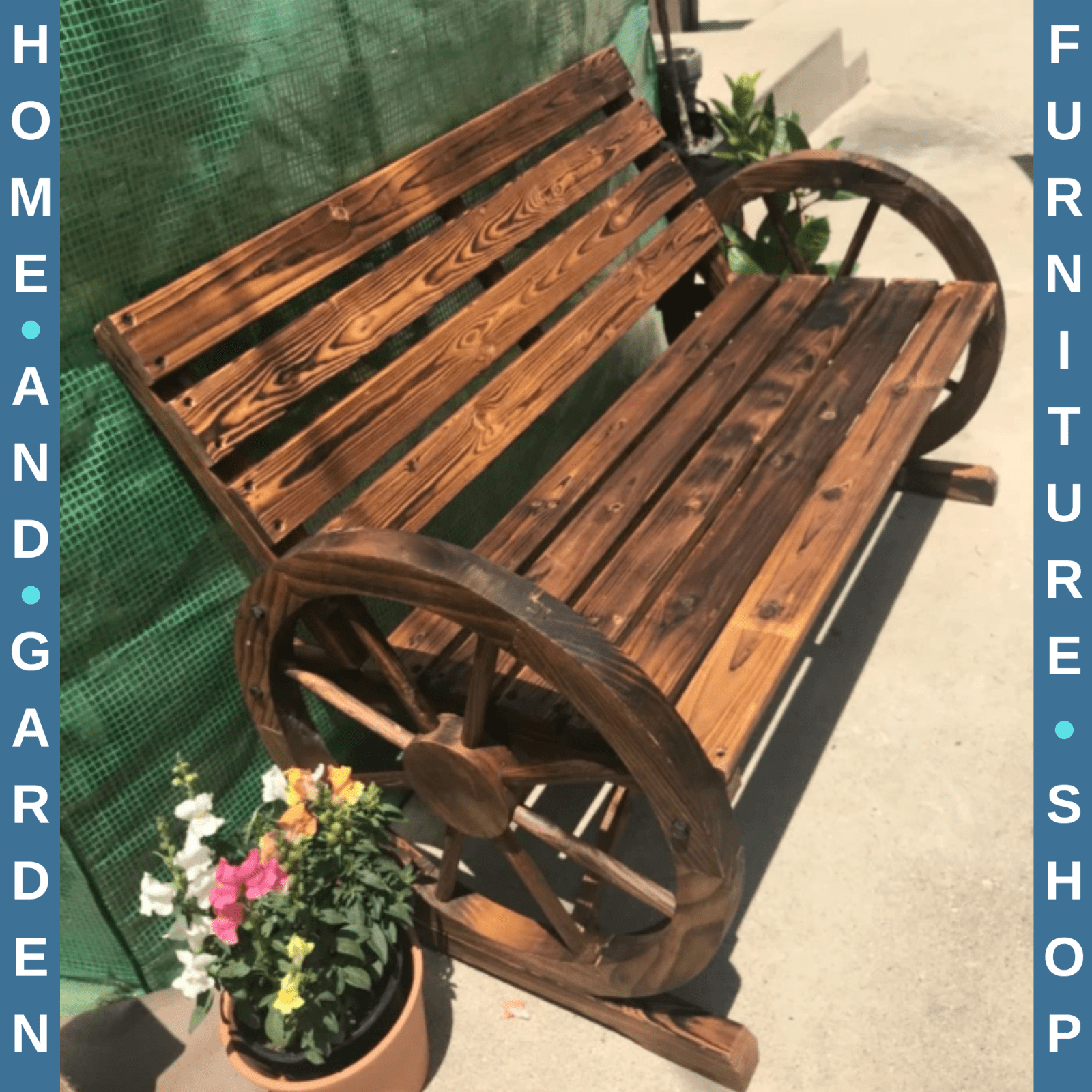 Wooden 2 Seater Garden Bench Rustic Patio Loveseat Park Seat Outdoor Furniture - Home and Garden Furniture Shop - rustic - furniture