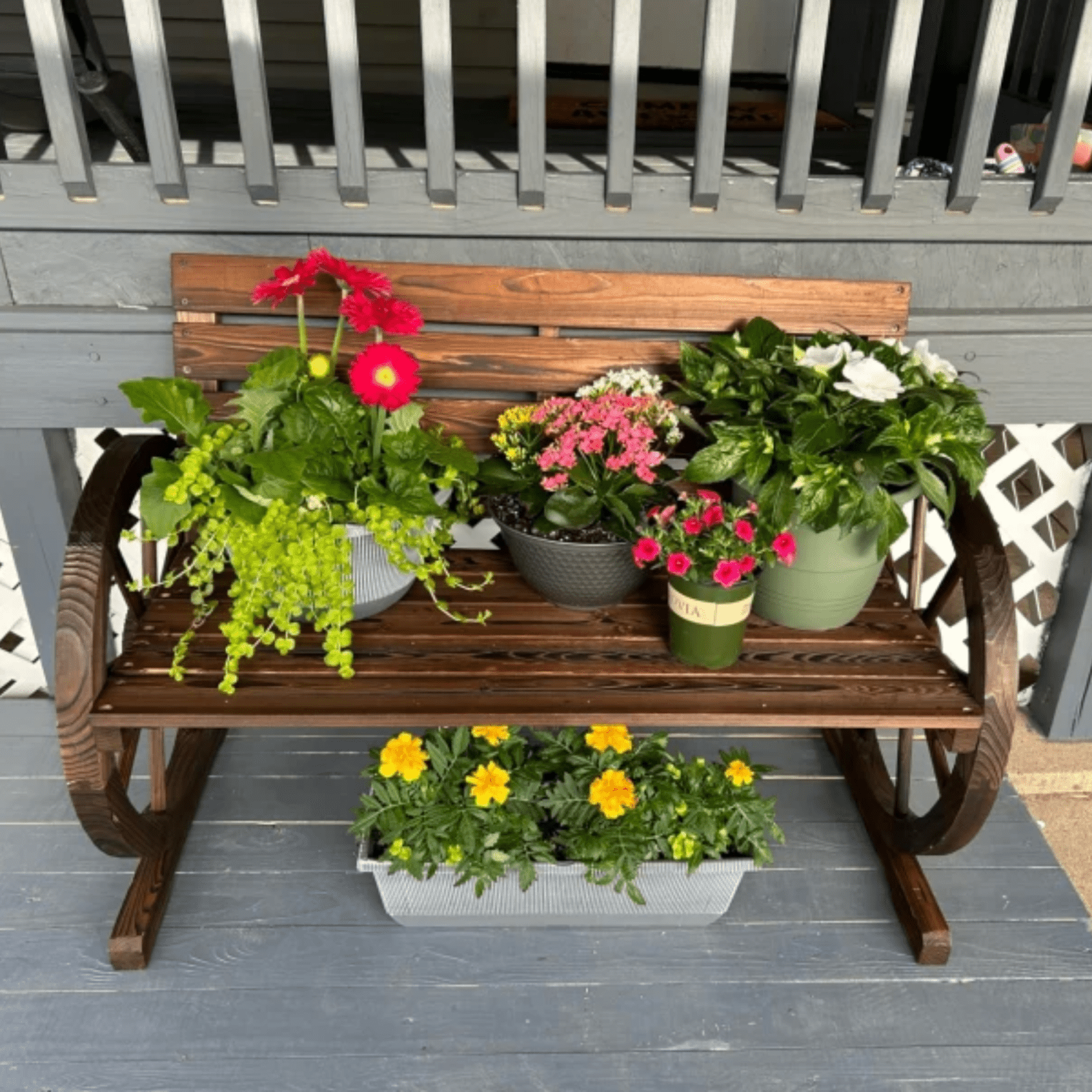 Wooden 2 Seater Garden Bench Rustic Patio Loveseat Park Seat Outdoor Furniture - Home and Garden Furniture Shop - #rustic - furniture#