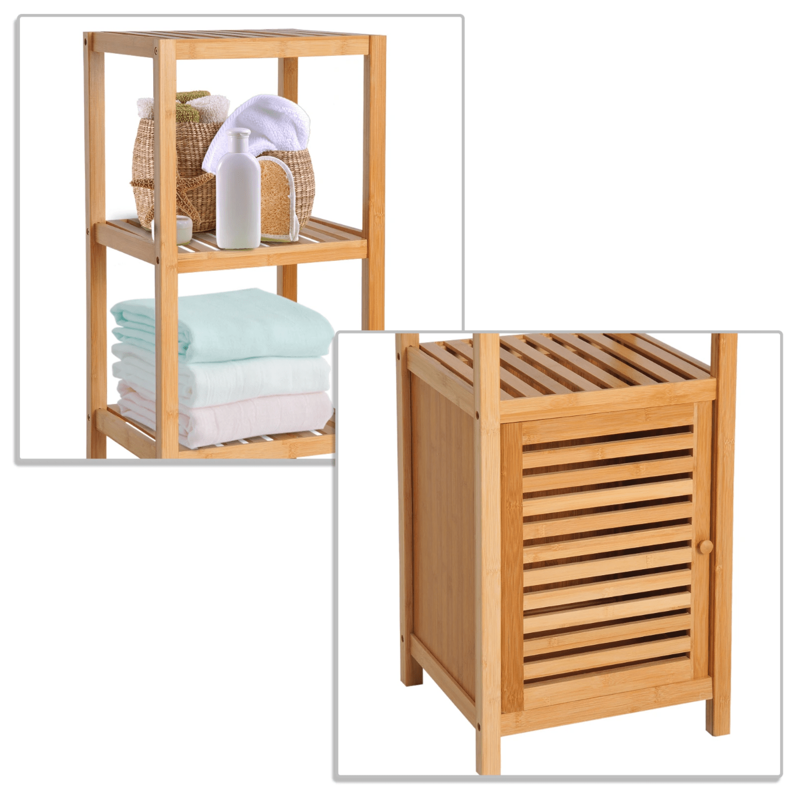 Wooden Bathroom Shelving Unit Storage Cabinet Cupboard Toiletries Organiser Rack - Home and Garden Furniture Shop - #rustic - furniture#