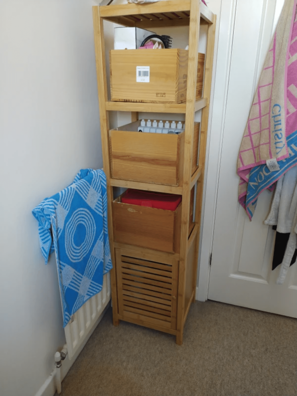 Wooden Bathroom Shelving Unit Storage Cabinet Cupboard Toiletries Organiser Rack - Home and Garden Furniture Shop - #rustic - furniture#