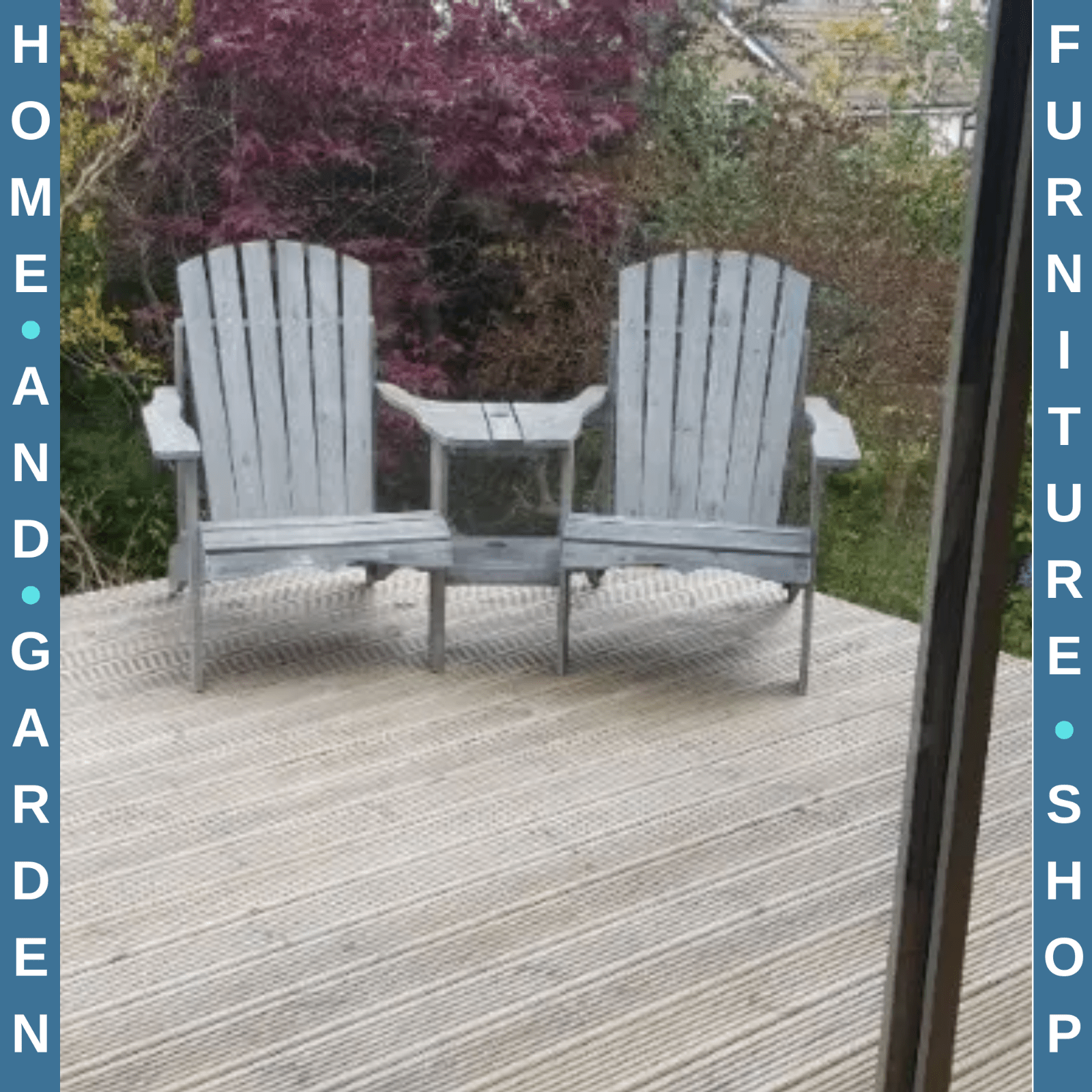 Wooden Double Adirondack Garden Chairs with Centre Table and Umbrella Hole Set - Home and Garden Furniture Shop - rustic - furniture