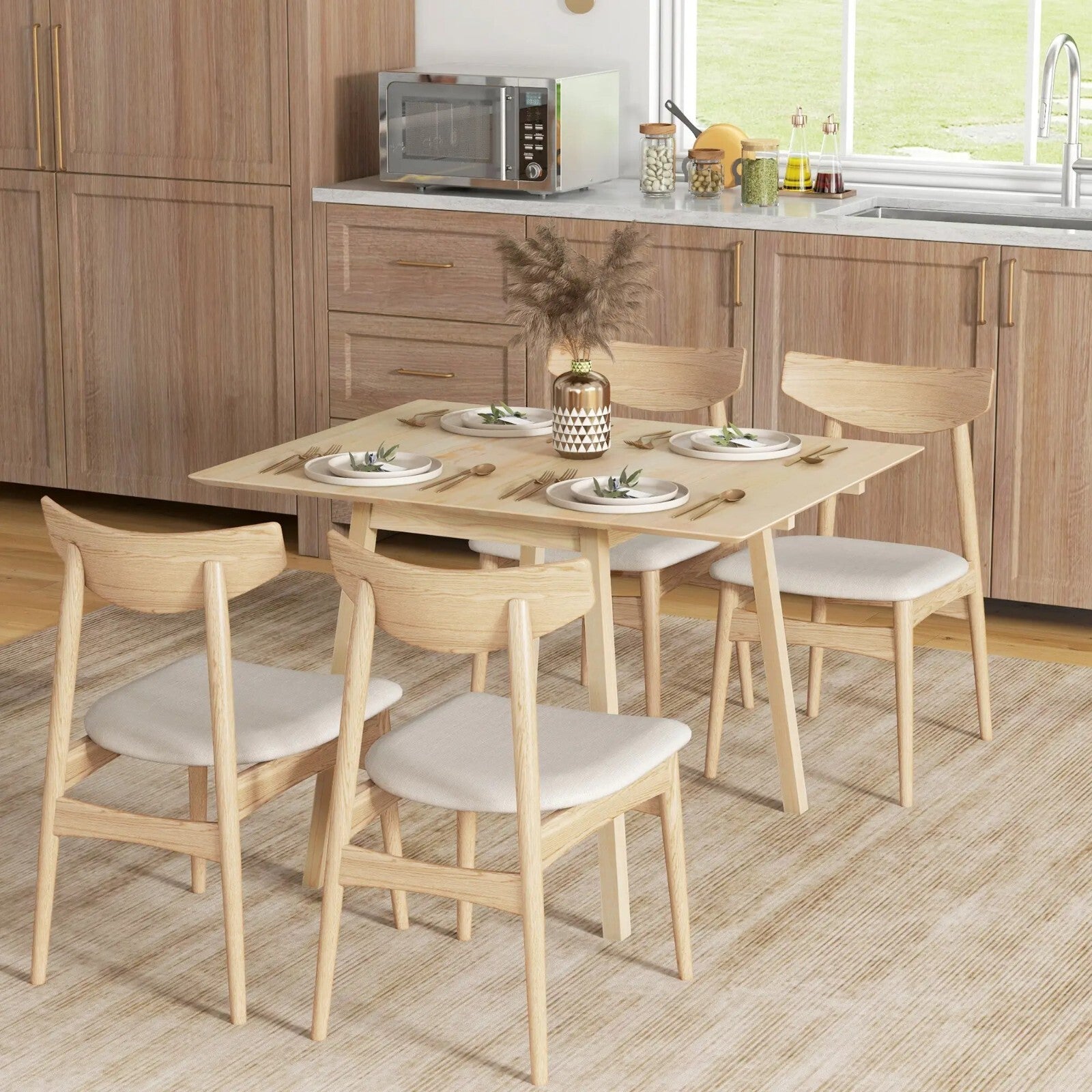 Wooden Drop Leaf Dining Table Space Saving Extendable Folding Kitchen Table Wood - Home and Garden Furniture Shop - rustic - furniture