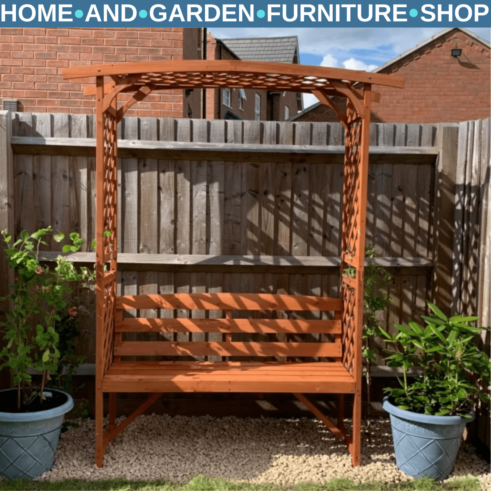 Wooden Garden Arbour Bench Seat Trellis Pergola Roses Plants Climbing Support - Home and Garden Furniture Shop - rustic - furniture