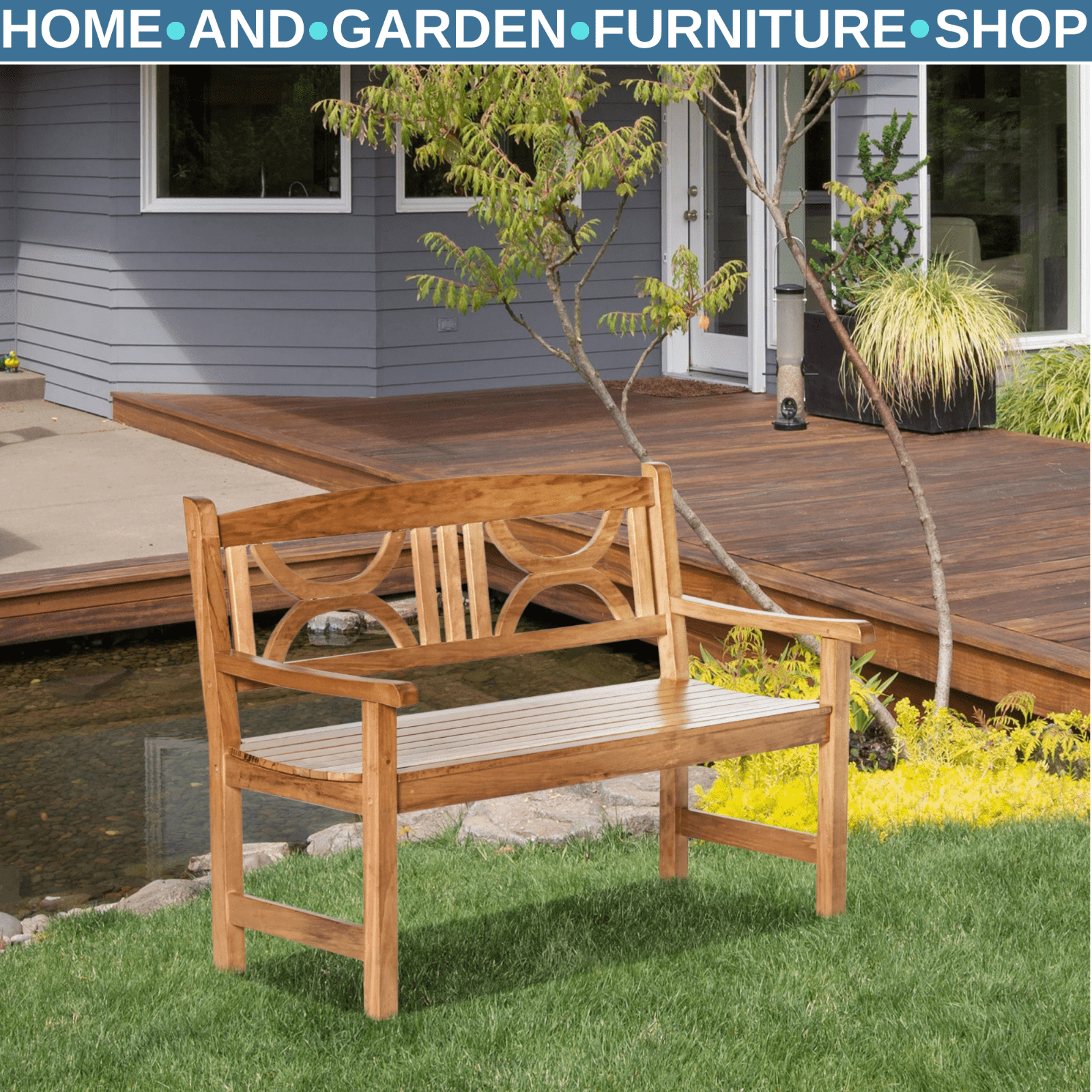 Wooden Garden Bench 2 Seater Outdoor Patio Loveseat for Porch Yard Lawn Decking - Home and Garden Furniture Shop - rustic - furniture