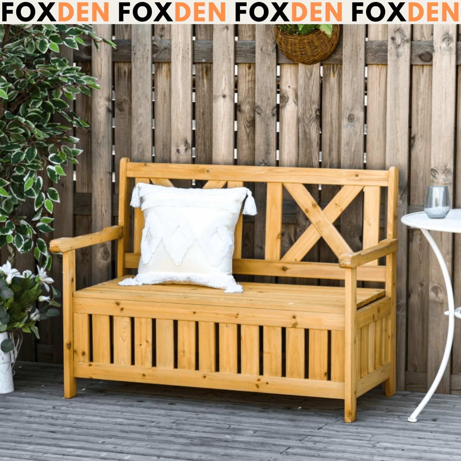 Wooden Garden Bench with Storage for Patio Outdoor Wood Seating Tools Organiser - Home and Garden Furniture Shop - #rustic - furniture#