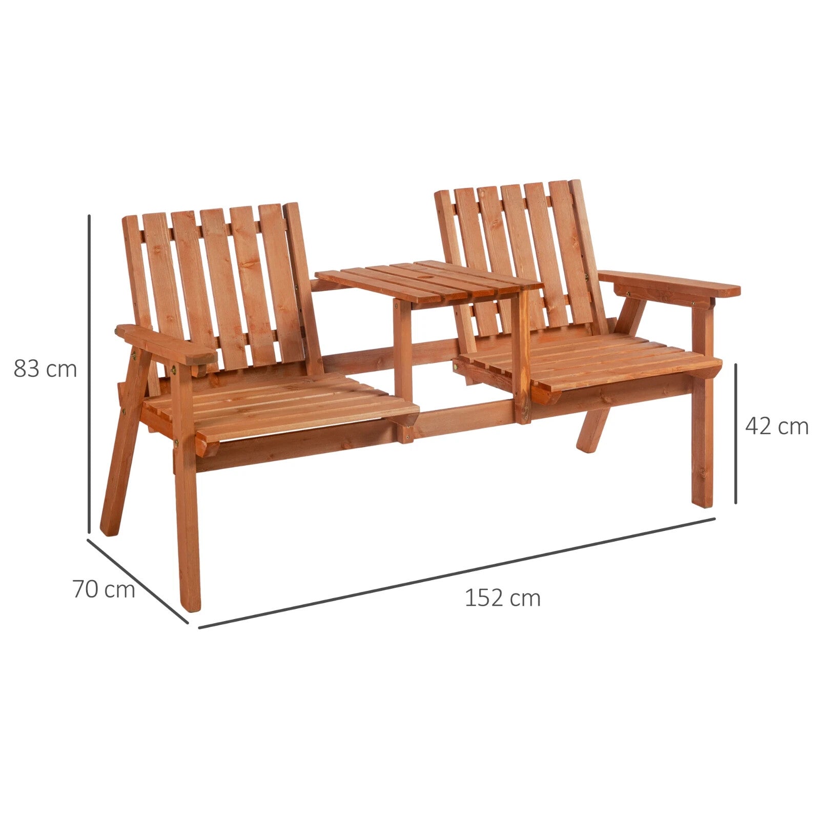 Wooden Garden Companion Bench Love Seat Rustic Set 2 Chairs Outdoor Patio Table - Home and Garden Furniture Shop - rustic - furniture