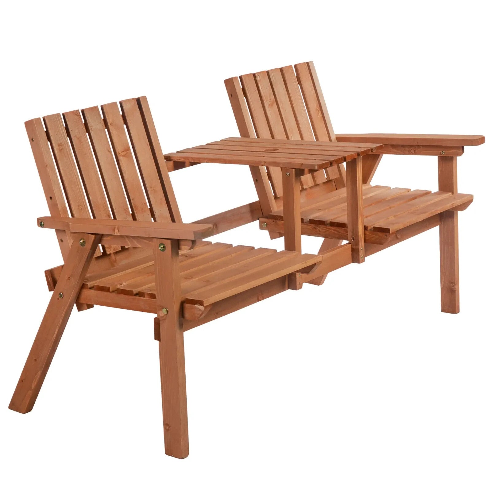 Wooden Garden Companion Bench Love Seat Rustic Set 2 Chairs Outdoor Patio Table - Home and Garden Furniture Shop - rustic - furniture