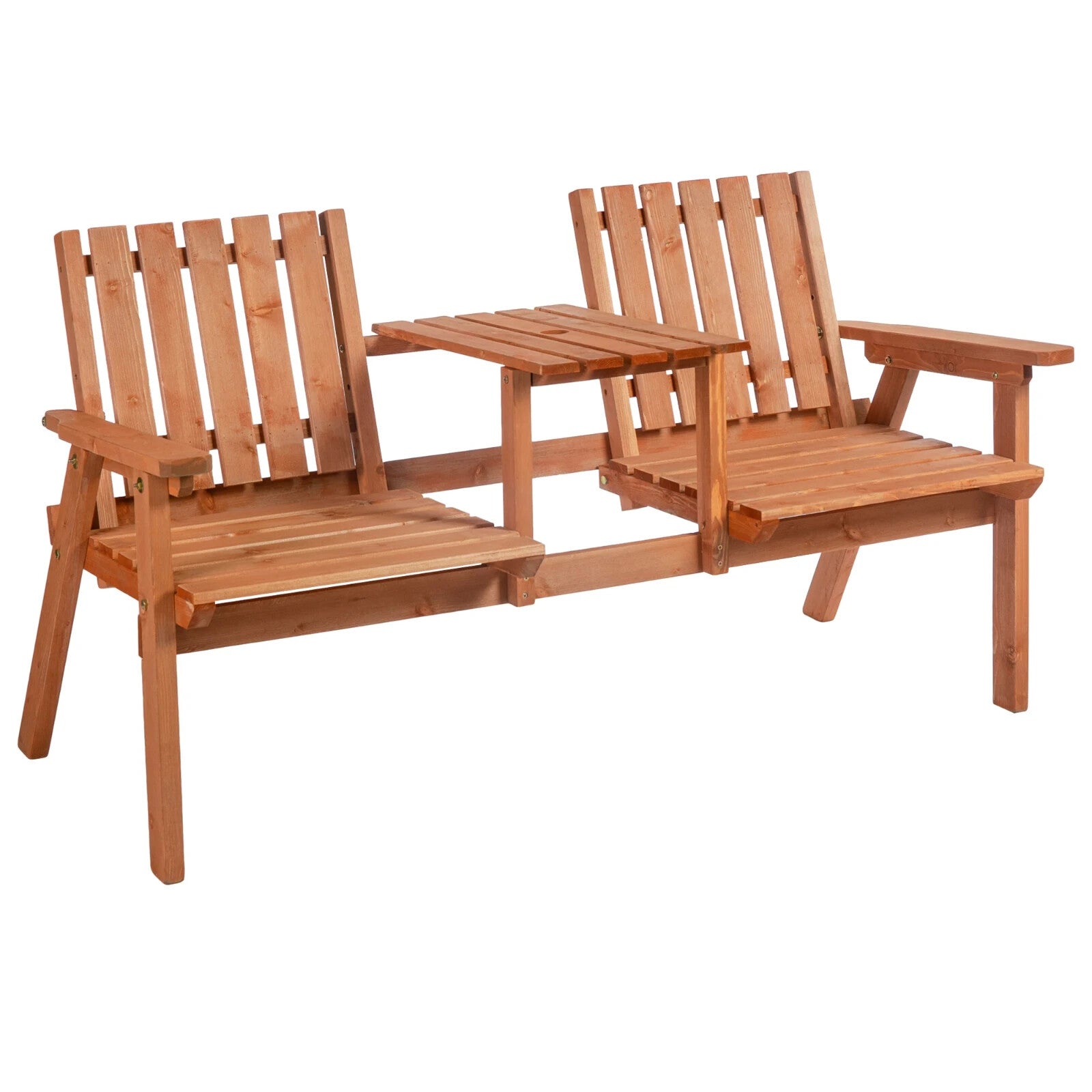 Wooden Garden Companion Bench Love Seat Rustic Set 2 Chairs Outdoor Patio Table - Home and Garden Furniture Shop - rustic - furniture