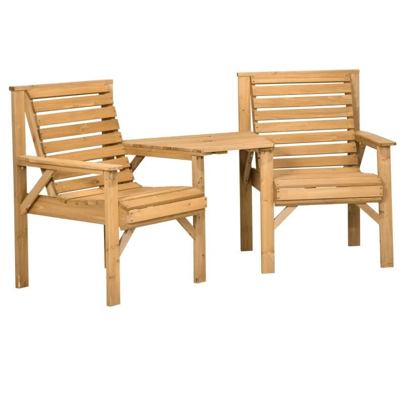 Wooden Garden Love Seat 2 Seater Patio Table and Chair Set Partner Bench Bistro - Home and Garden Furniture Shop - rustic - furniture