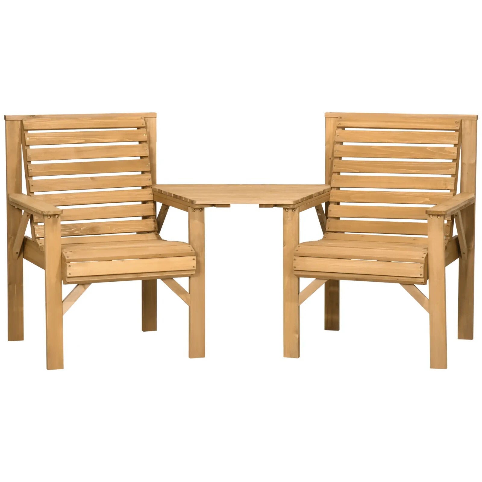 Wooden Garden Love Seat 2 Seater Patio Table and Chair Set Partner Bench Bistro - Home and Garden Furniture Shop - rustic - furniture