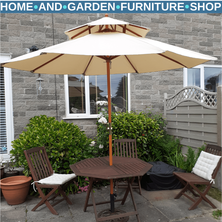 Wooden Garden Parasol Sun Umbrella for Patio Outdoor Shade Shelter with Canopy - Home and Garden Furniture Shop - rustic - furniture