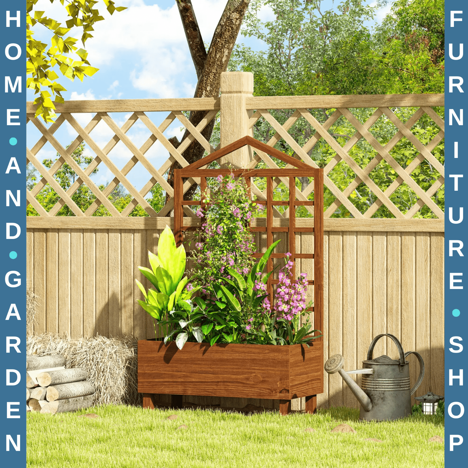 Wooden Garden Planter With Trellis Raised Beds Outdoor For Climbing Plants - Home and Garden Furniture Shop - #rustic - furniture#