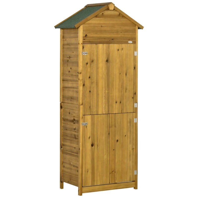 Wooden Garden Storage Shed 191.5cm x 79cm x 49cm w/ 3 Shelves and 2 Door Cabinet - Home and Garden Furniture Shop - rustic - furniture