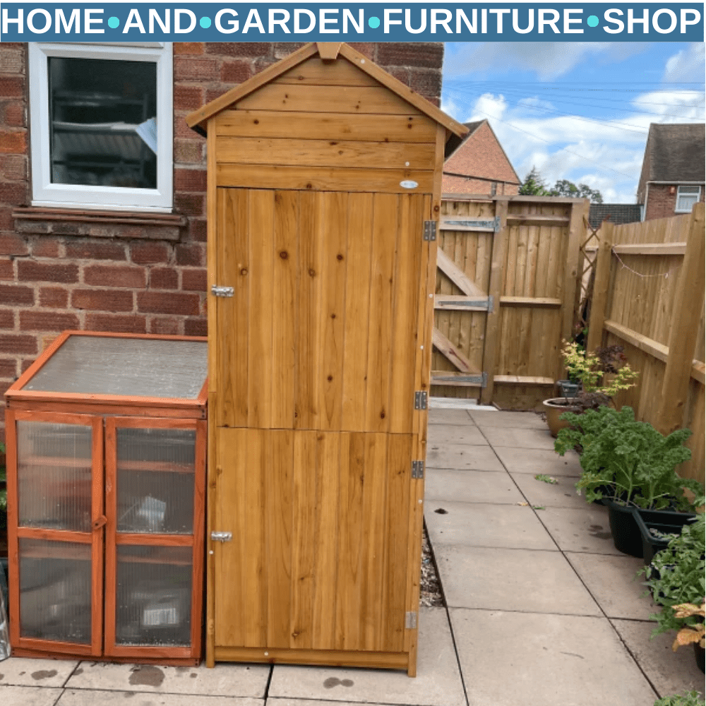 Wooden Garden Storage Shed 191.5cm x 79cm x 49cm w/ 3 Shelves and 2 Door Cabinet - Home and Garden Furniture Shop - rustic - furniture