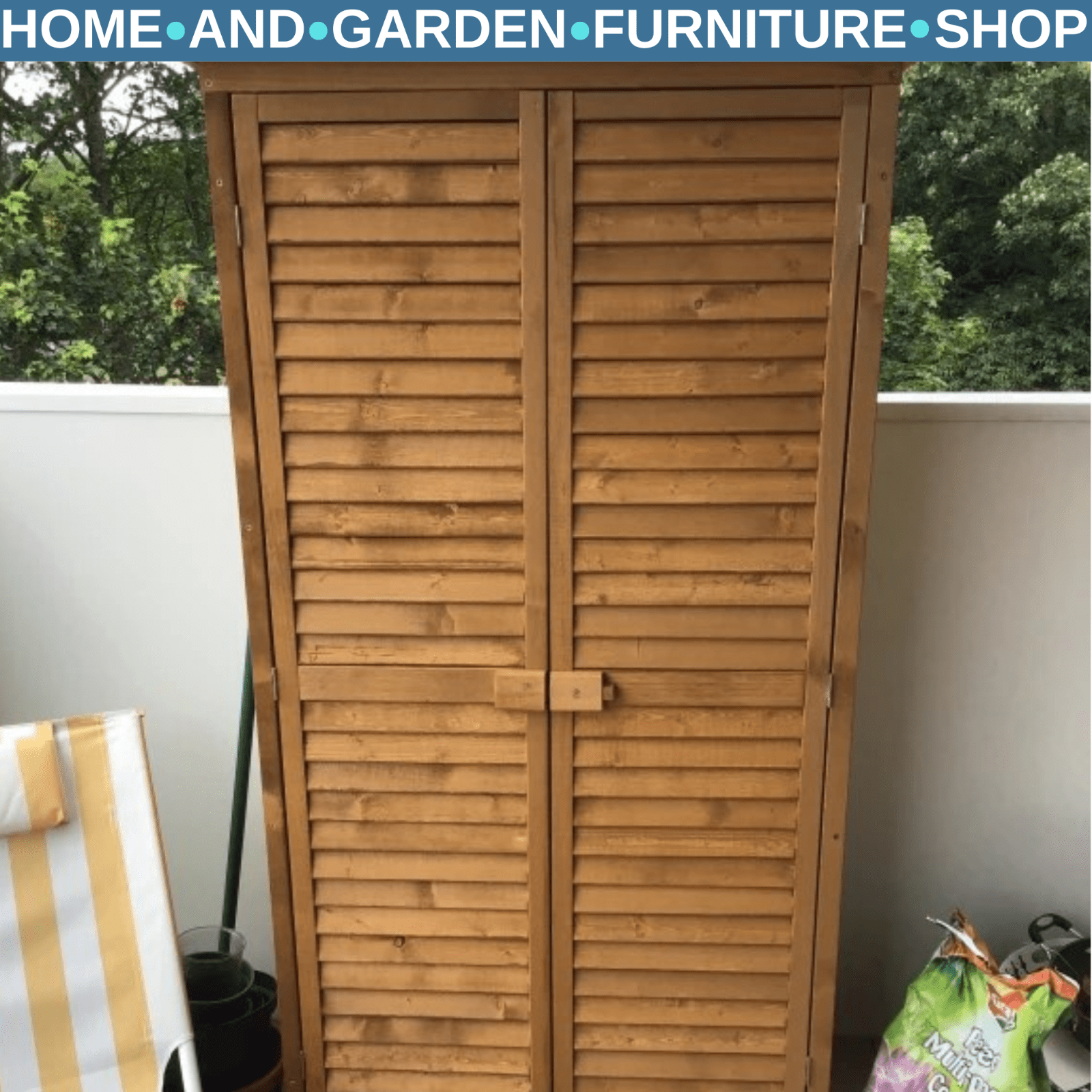 Wooden Garden Storage Shed Tool Cabinet w/ 3 Tier Shelves & Asphalt Roof Outdoor - Home and Garden Furniture Shop - rustic - furniture