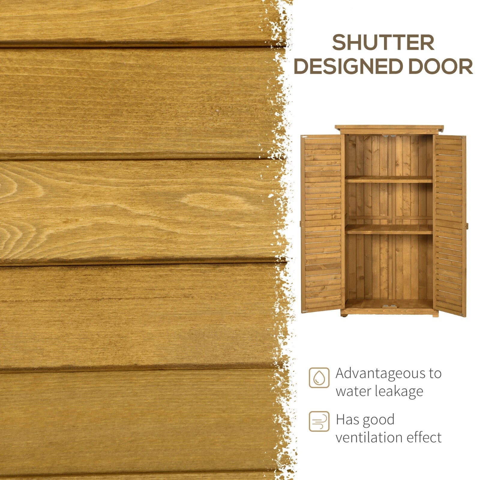 Wooden Garden Storage Shed Tool Cabinet w/ 3 Tier Shelves & Asphalt Roof Outdoor - Home and Garden Furniture Shop - rustic - furniture