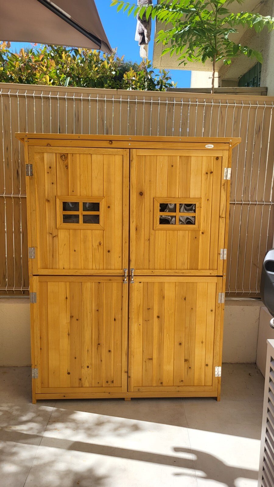 Wooden Garden Storage Shed with Shelves and Double Doors, 164H x 127.5L x 50Wcm - Home and Garden Furniture Shop - rustic - furniture