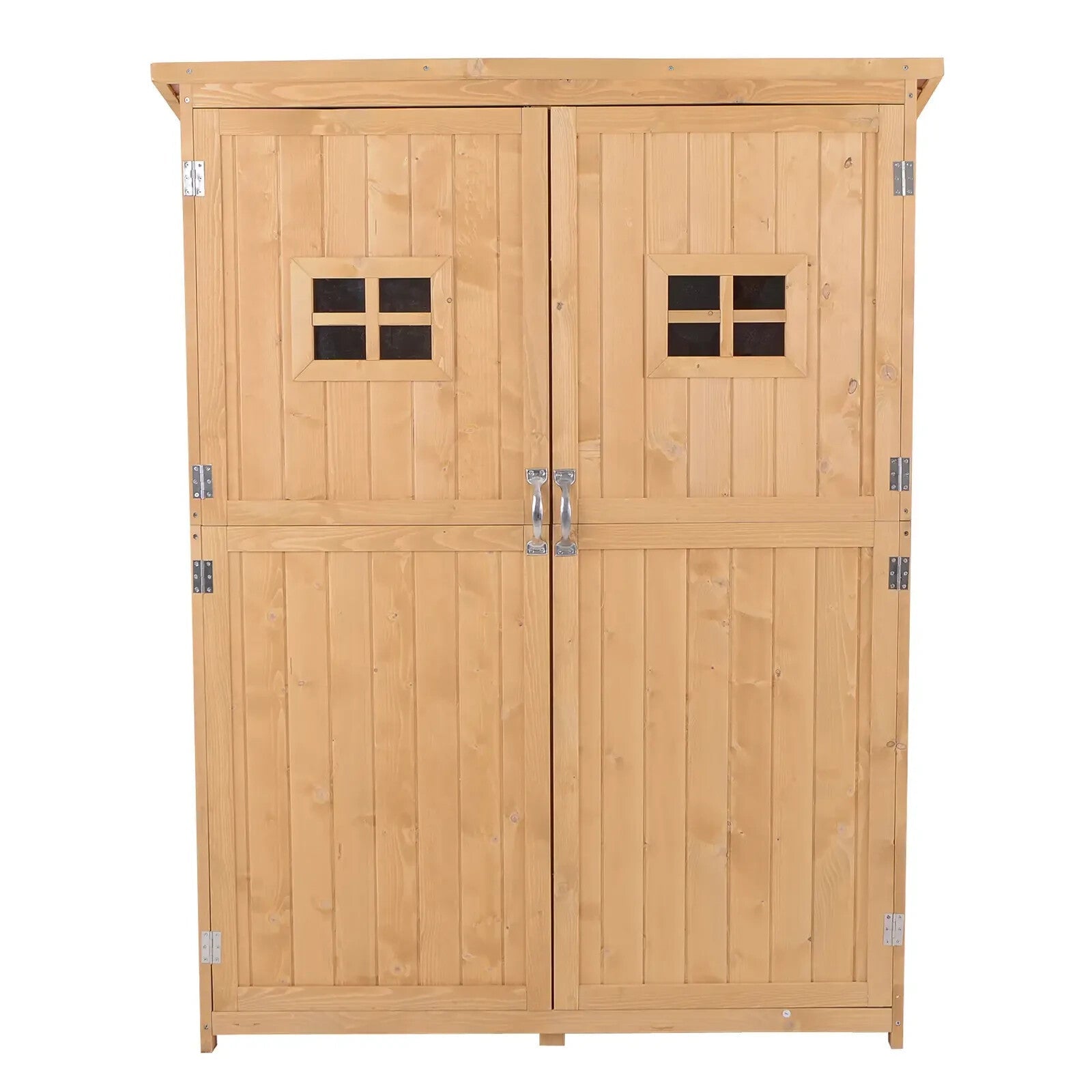 Wooden Garden Storage Shed with Shelves and Double Doors, 164H x 127.5L x 50Wcm - Home and Garden Furniture Shop - rustic - furniture