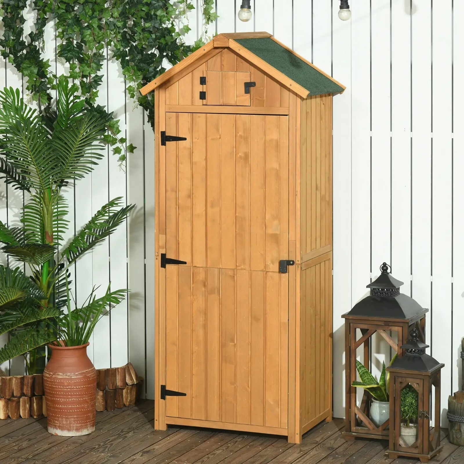 Wooden Garden Storage Shed with Shelves Waterpoof Outdoor Tool Cabinet Outhouse - Home and Garden Furniture Shop - rustic - furniture