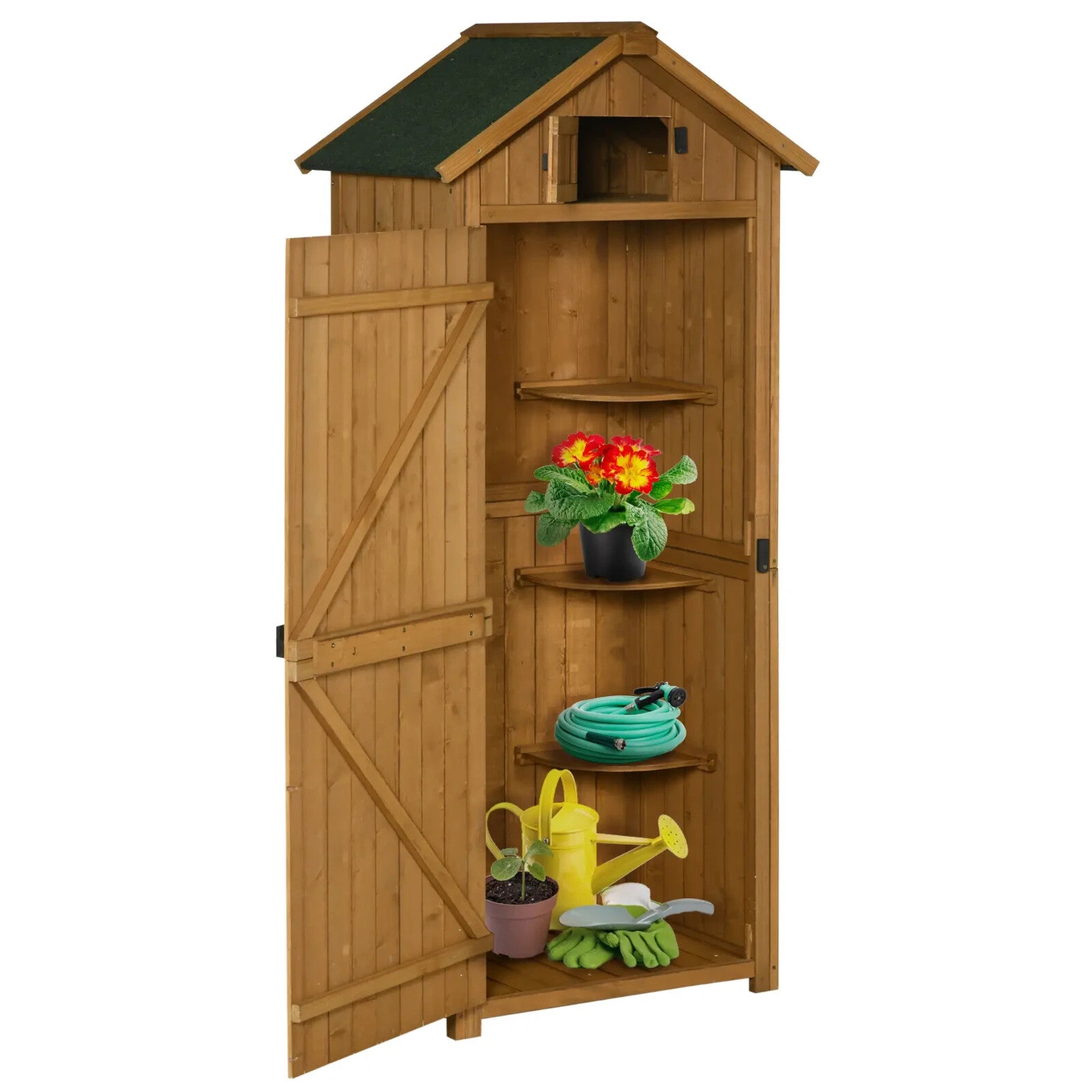 Wooden Garden Storage Shed with Shelves Waterpoof Outdoor Tool Cabinet Outhouse - Home and Garden Furniture Shop - rustic - furniture